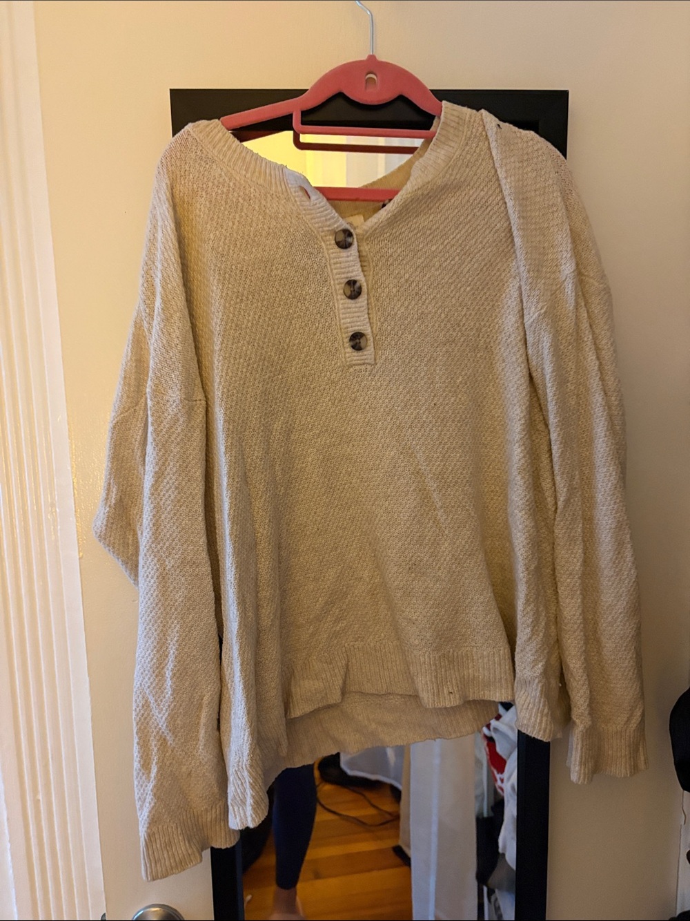 Cozy Cream Button-Neck Women's Sweater and Pants - matching pajama set